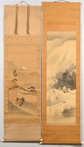 2 CHINESE LANDSCAPE SCROLL PAI