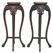 (2) CHINESE MARBLE-INSET HARDW