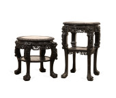 2 CHINESE MARBLE INSET PLANT S