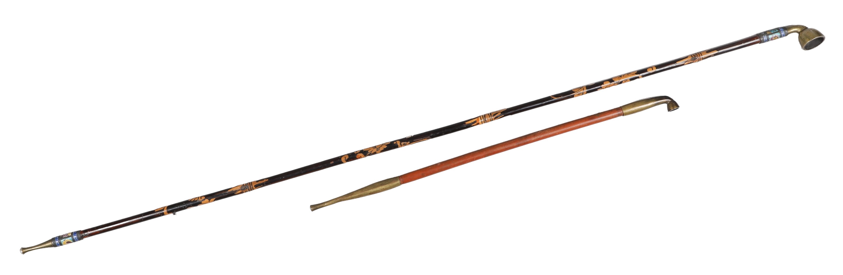 (2) Chinese opium pipes, c/o
