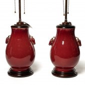 (2) CHINESE OXBLOOD DEER LUG V