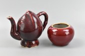 2 CHINESE OXBLOOD PEACH SHAPED