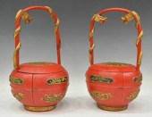 (2) CHINESE PARCEL GILT LACQUE