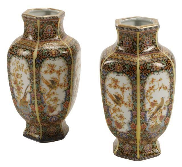 (2) CHINESE POLYCHROME HEXAGONAL
