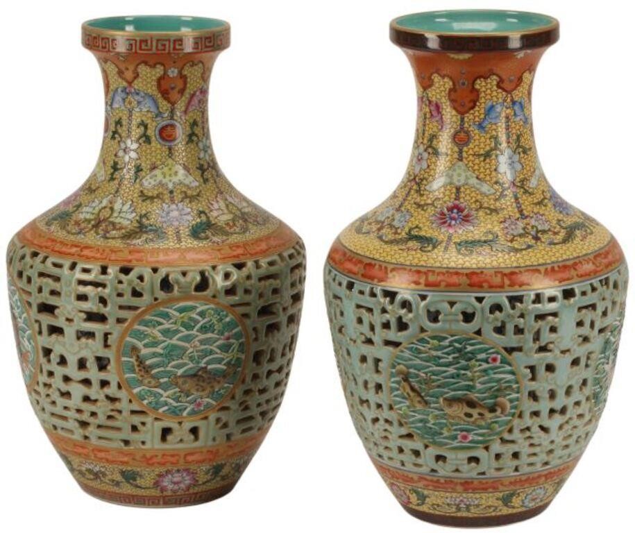 2) CHINESE PORCELAIN DOUBLE WALL