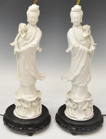 (2) CHINESE PORCELAIN GUANYIN TABLE