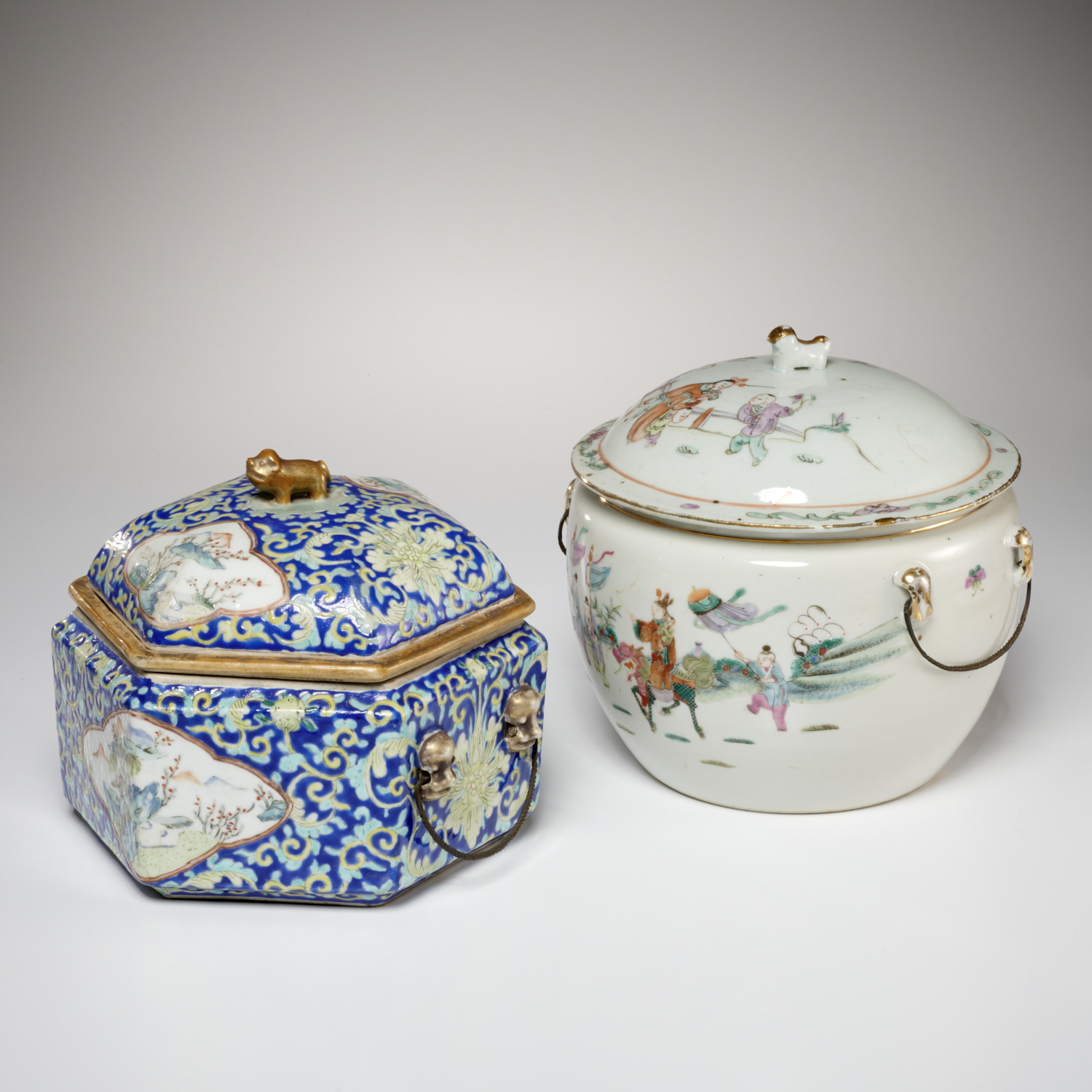 (2) CHINESE PORCELAIN LIDDED JARS