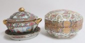 2 CHINESE PORCELAIN ROSE MEDAL