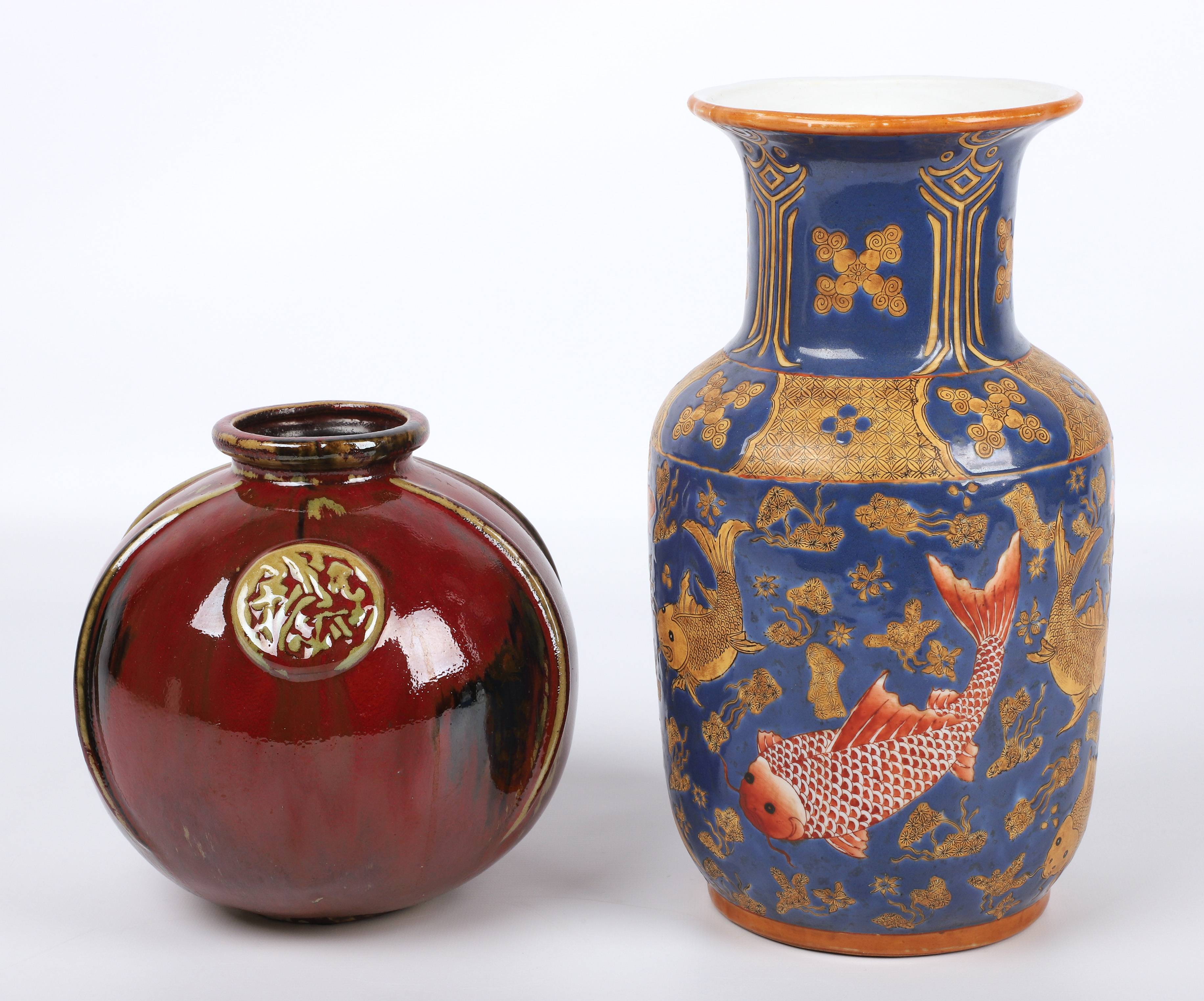 (2) Chinese pottery vases, c/o