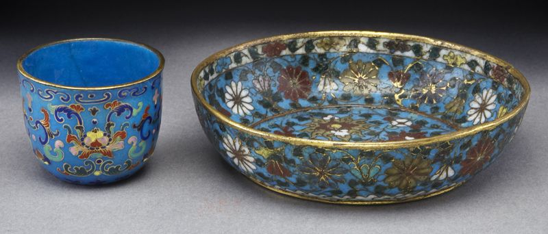 (2) Chinese Qing cloisonne