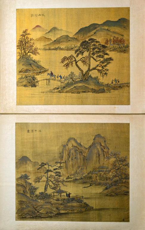 (2) Chinese Qing Watercolor