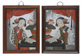 (2) CHINESE REVERSE-PAINTED MI