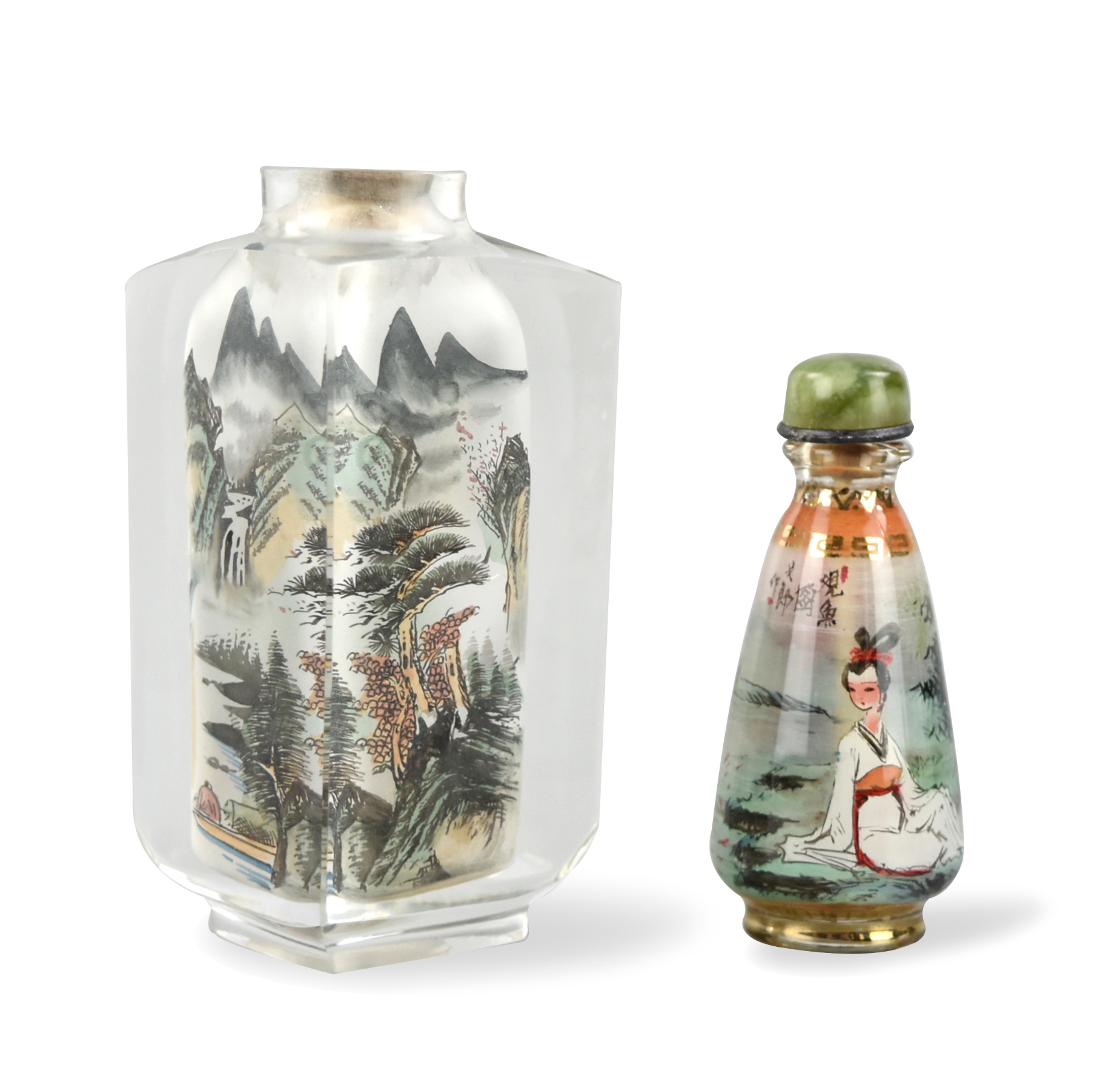 2 CHINESE REVERSE PAINTING SNUFF