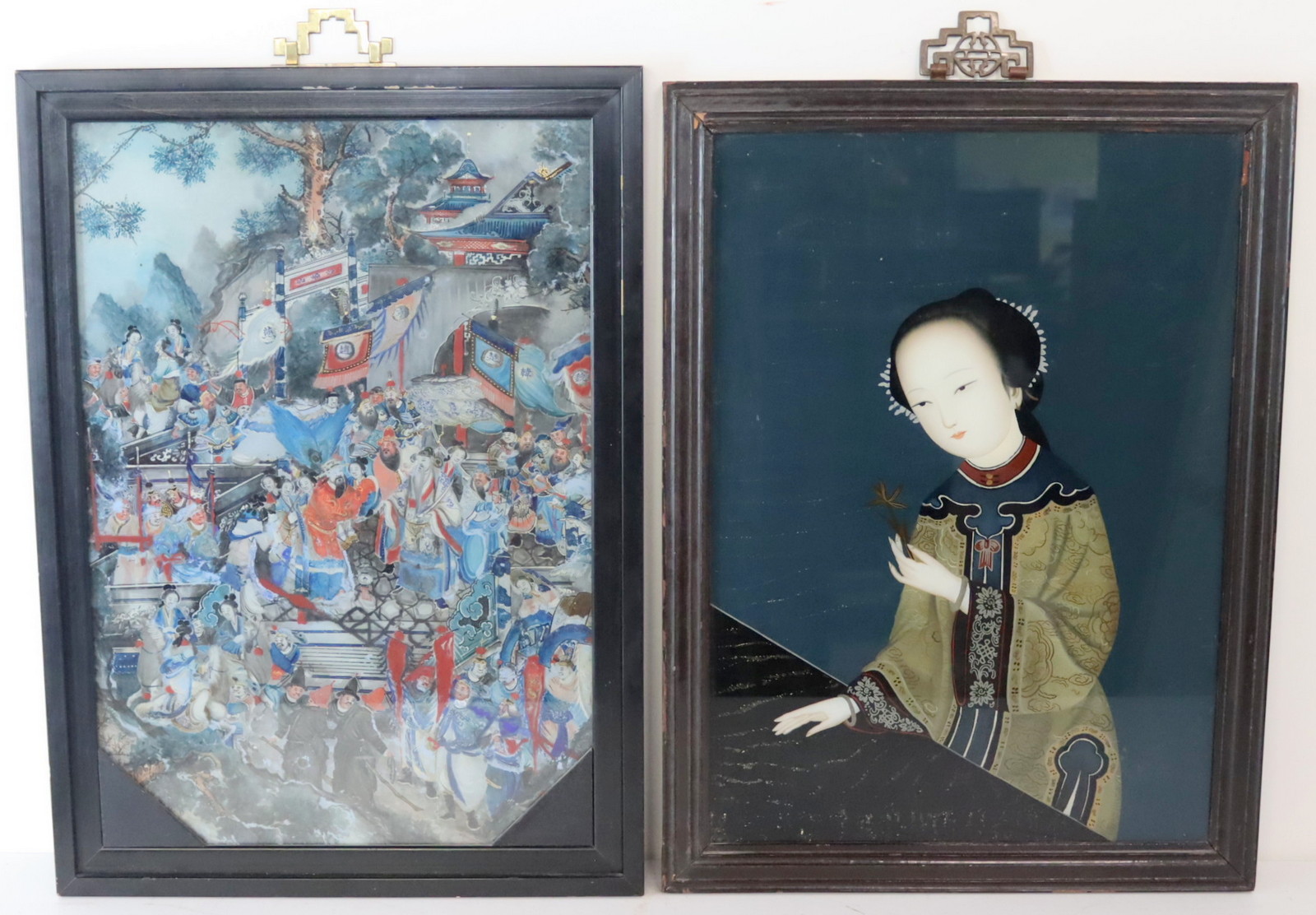 (2) CHINESE REVERSE PAINTINGS ON