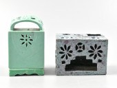 2 CHINESE ROBIN EGG GLAZE OBJE