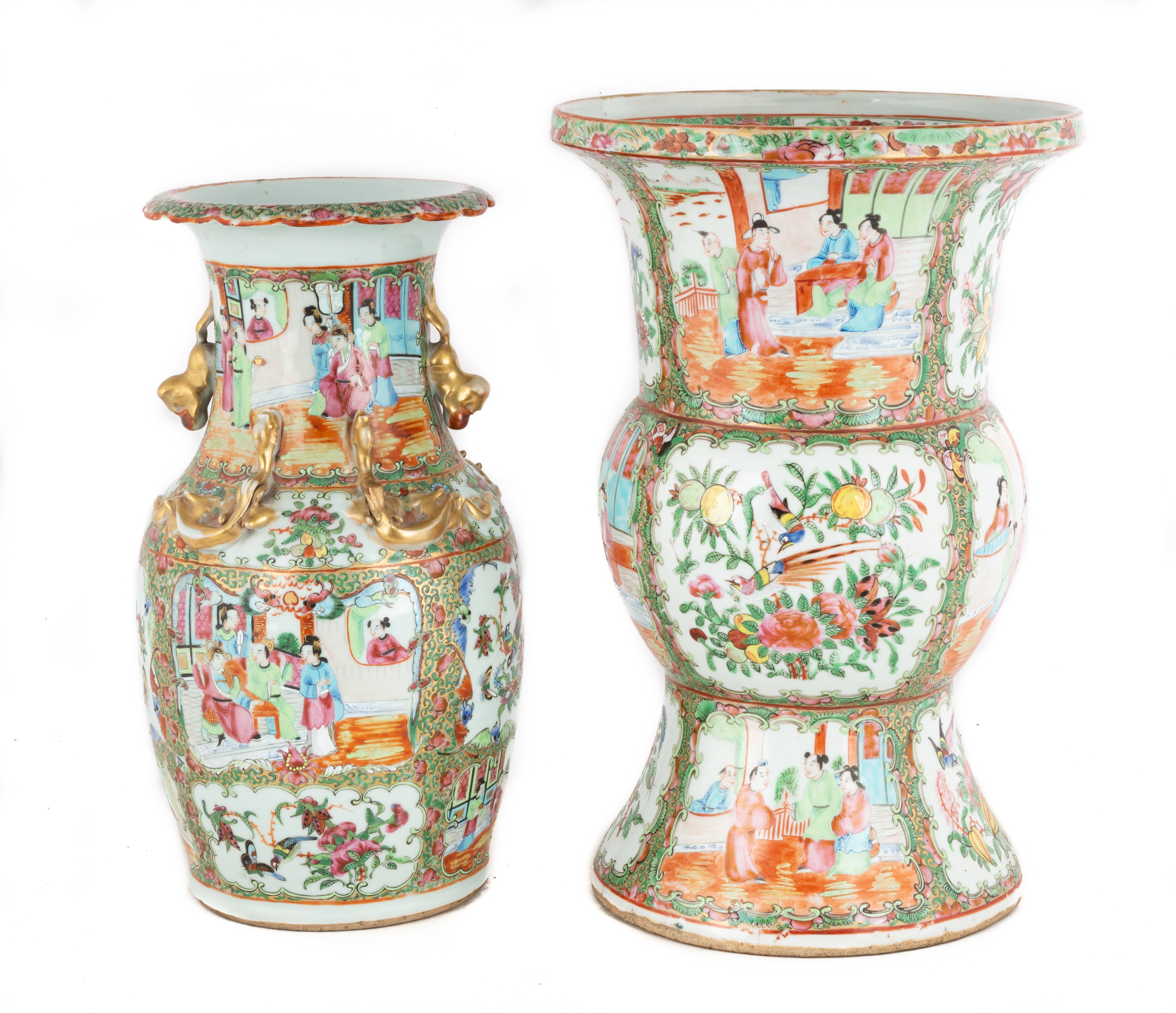 (2) CHINESE ROSE MEDALLION VASES