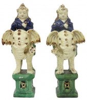 (2) CHINESE SANCAI CERAMIC ELE