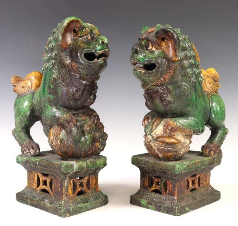 (2) CHINESE SANCAI GLAZED FOO