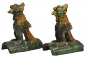 (2) CHINESE SANCAI GLAZED ROOS