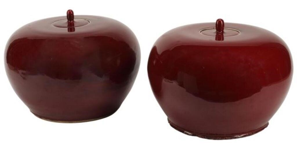 (2) CHINESE SANG DE BOEUF PORCELAIN