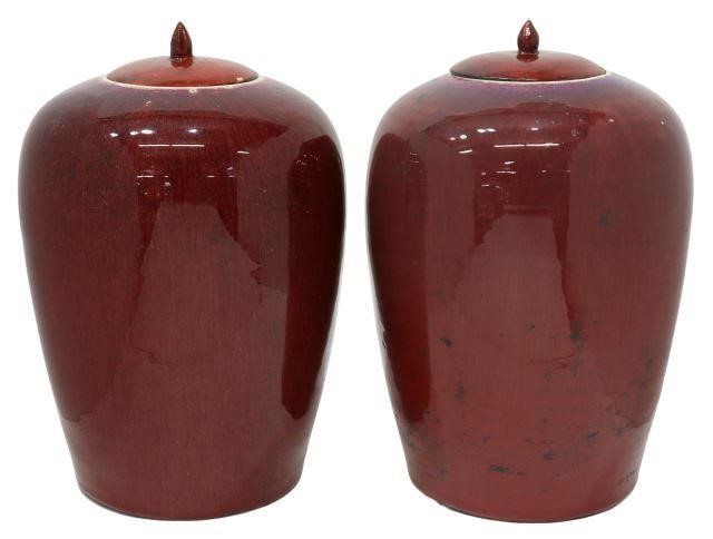 (2) CHINESE SANG-DE-BOEUF PORCELAIN