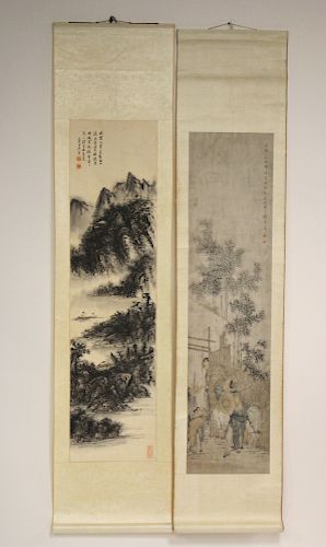 2 CHINESE SCROLLS AFR HUAND BINHONG