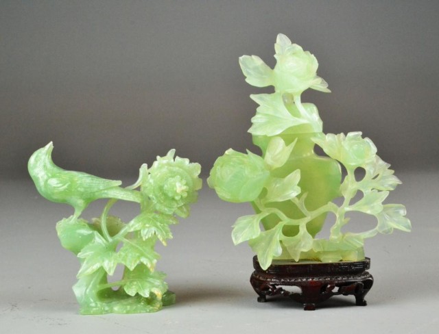 (2) Chinese Serpentine Carved