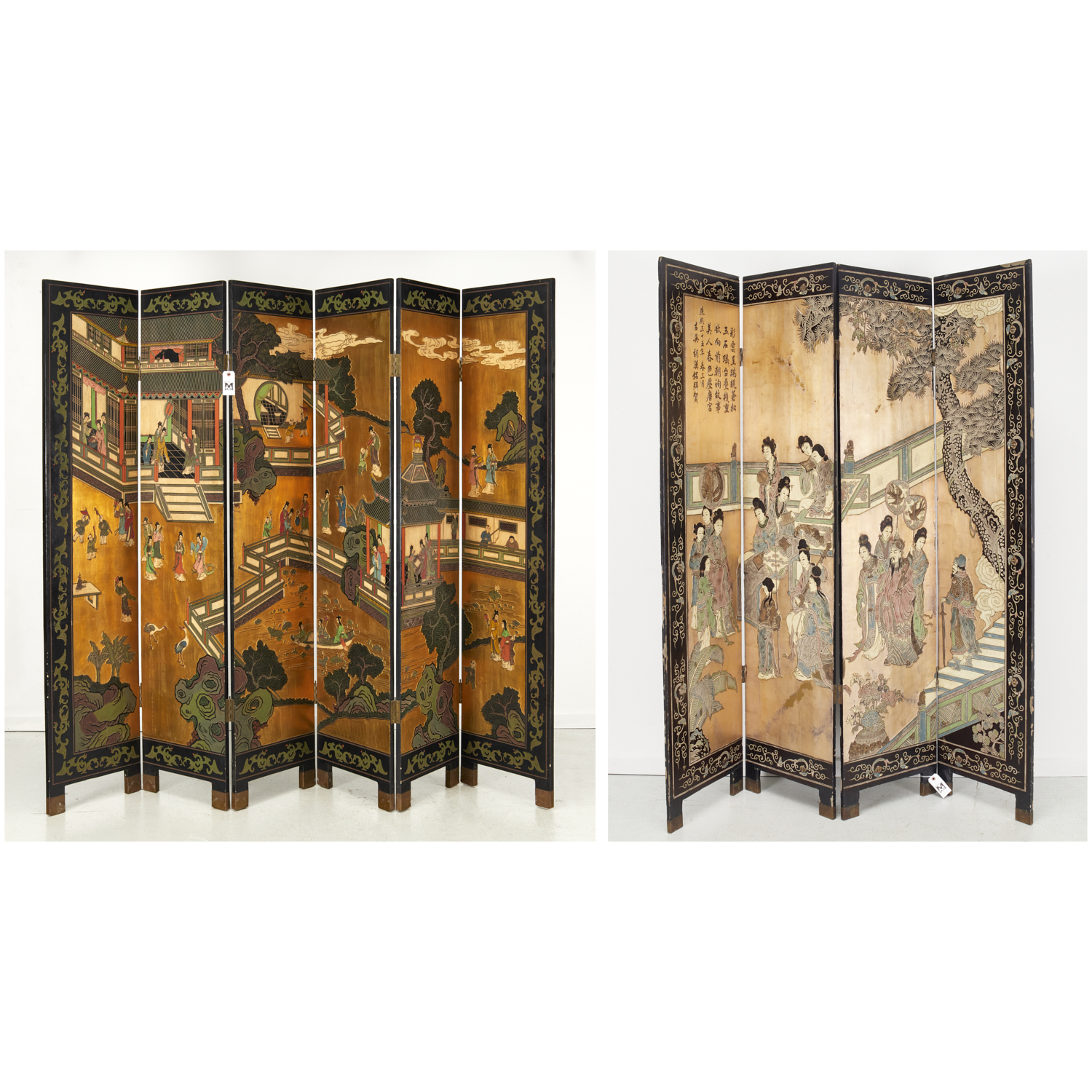 (2) CHINESE STYLE CARVED LACQUER