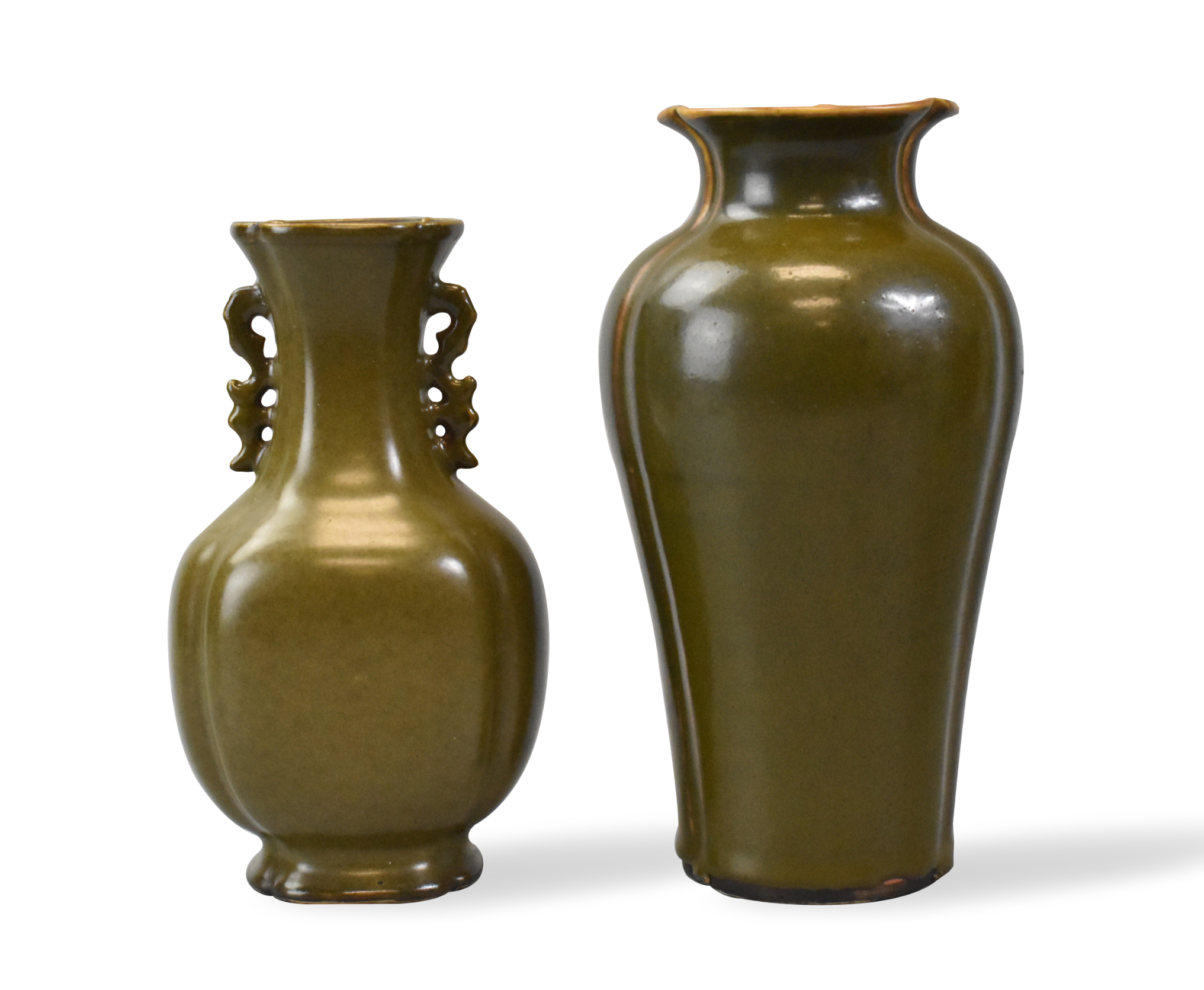 2 CHINESE TEA DUST GLAZED VASE,
