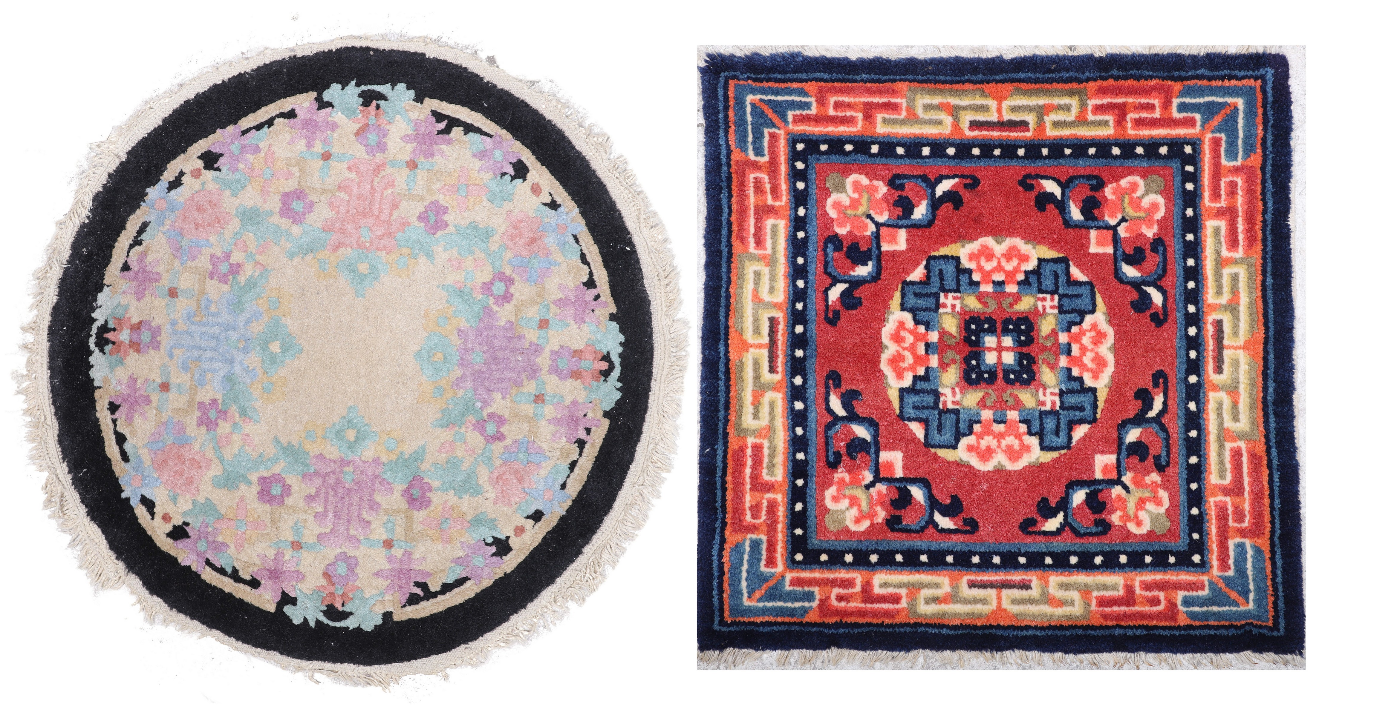 (2) Chinese Throw Rugs, 24" round