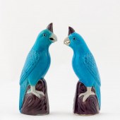 2 CHINESE TURQUOISE & AUBERGIN