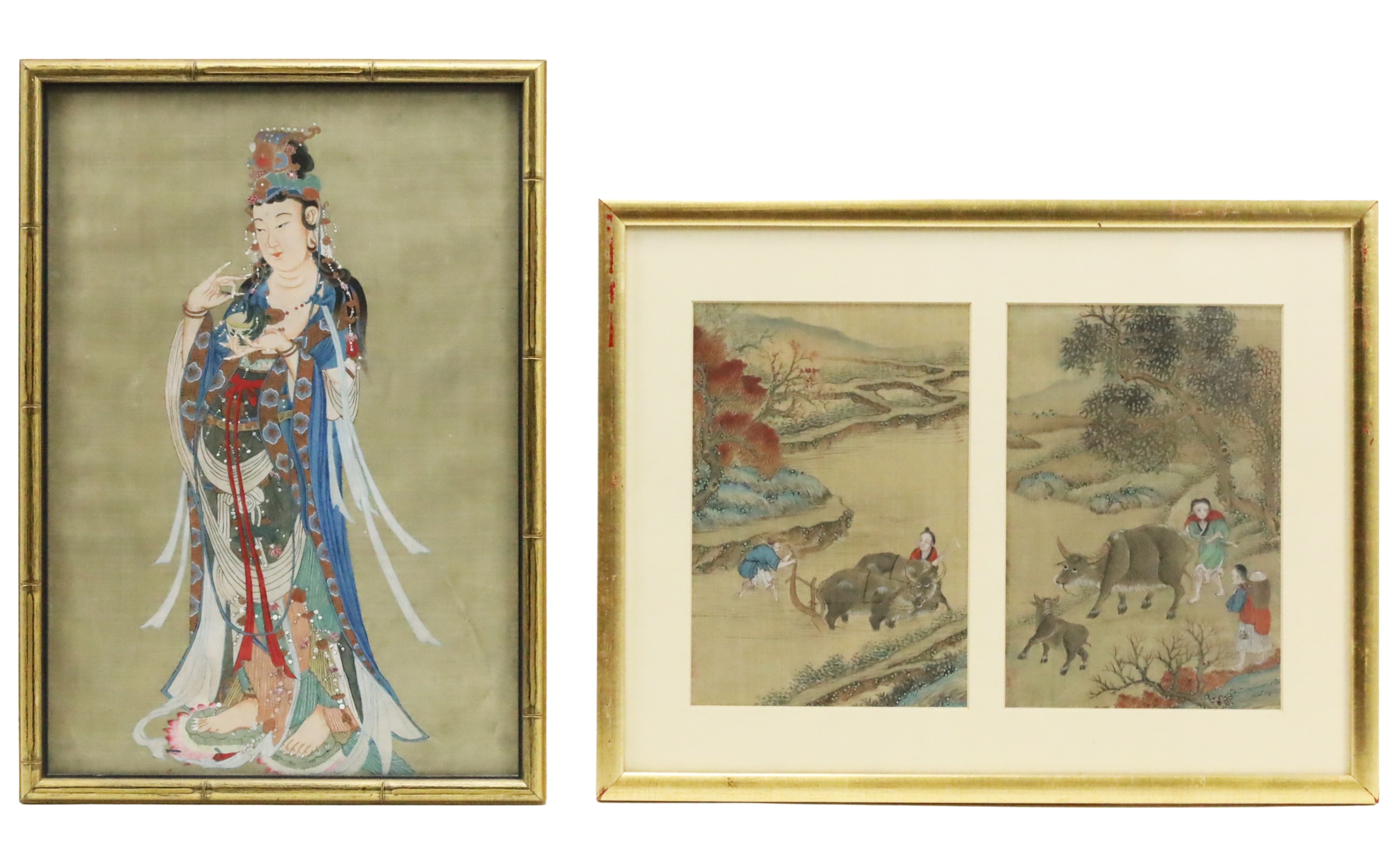 2 CHINESE WATERCOLOR ON SILK