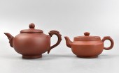 2 CHINESE ZISHA COVERED TEAPOT