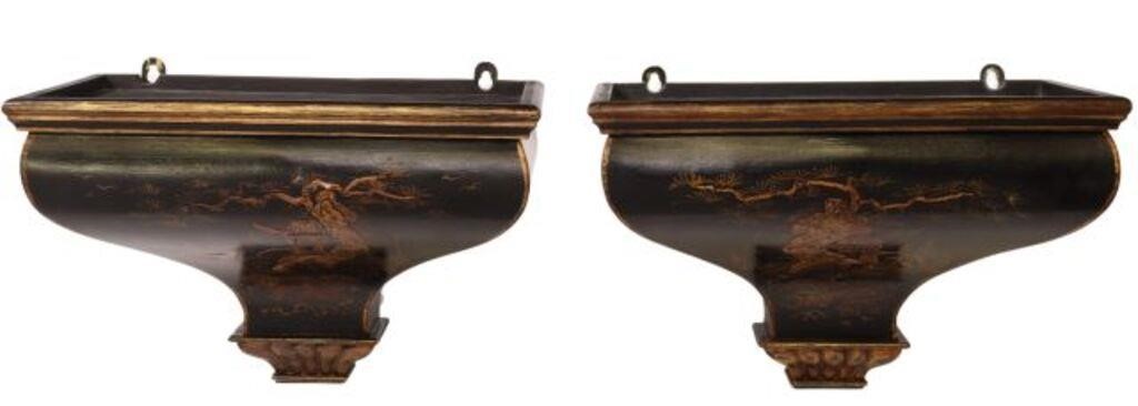 (2) CHINOISERIE LACQUERED &