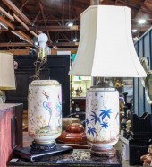 (2) CHINOISERIE PAINTED CYLIND