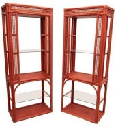 (2) CHINOISERIE RED BAMBOO RAT