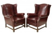 (2) CHIPPENDALE STYLE LEATHER