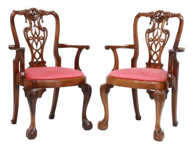 (2) CHIPPENDALE STYLE MAHOGANY