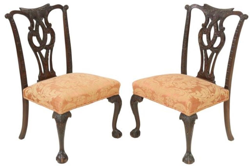 (2) CHIPPENDALE STYLE MAHOGANY SIDE