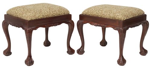 (2) CHIPPENDALE STYLE UPHOLSTERED