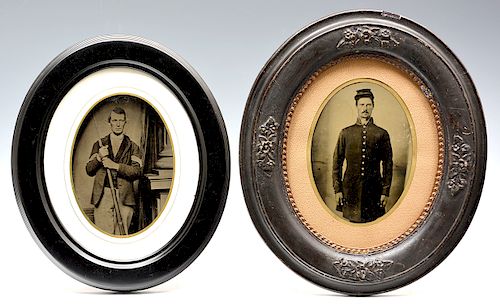 2 CIVIL WAR WHOLE PLATE TINTYPES,