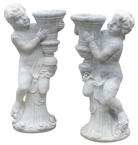(2) CLASSICAL STYLE CARVED MARBLE