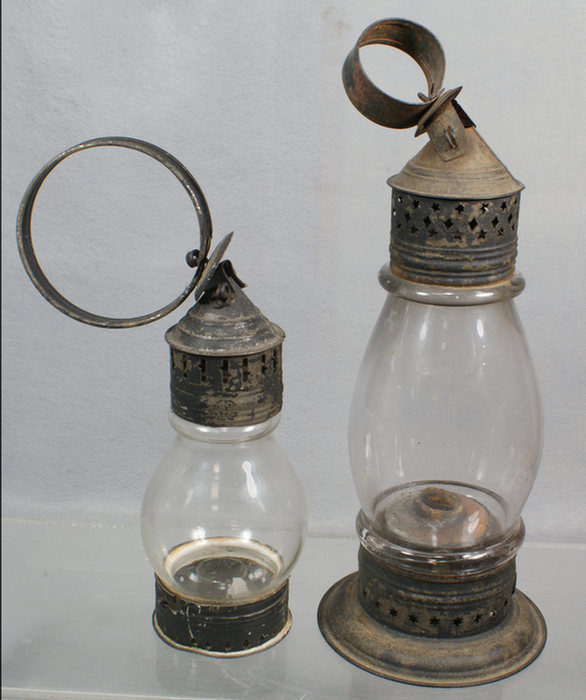 (2) Clear blown glass onion