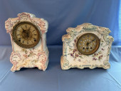 2 CLOCK, CHINA CASE, FLORAL DE