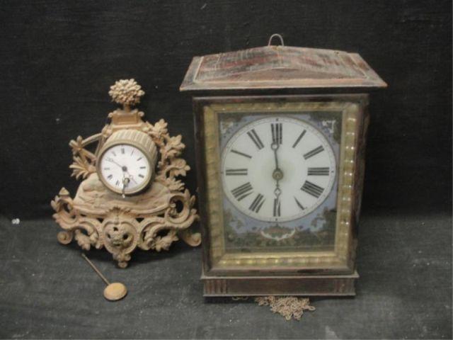 2 Clocks. 1 gilt metal mantle