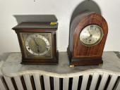 2 CLOCKS. (1) MAHOGANY BEEHIVE