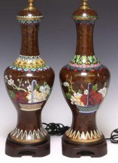 (2) CLOISONNE ENAMEL VASIFORM