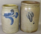 2 COBALT DECORATED STONEWARE J