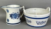 2 COBALT STENCILED STONEWARE I