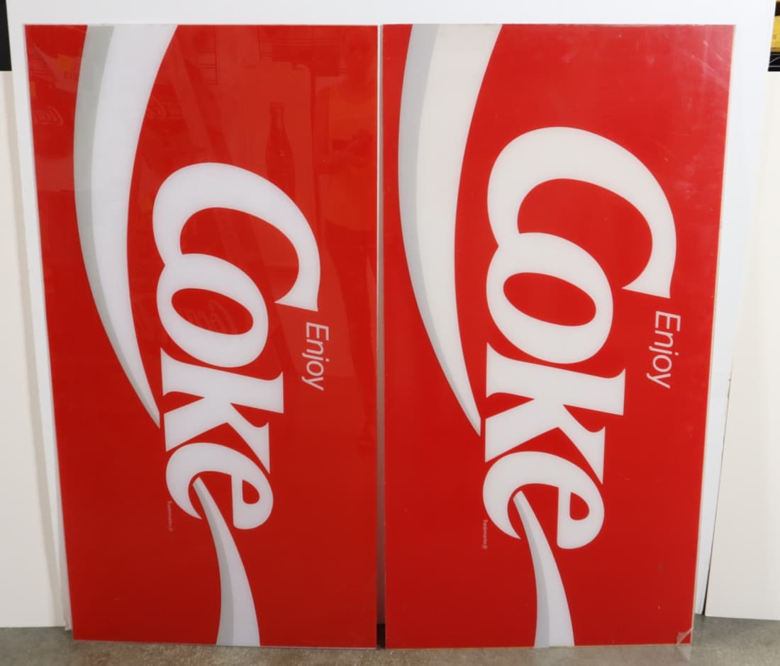 2 COCA COLA PLEXI GLASS SIGNS,